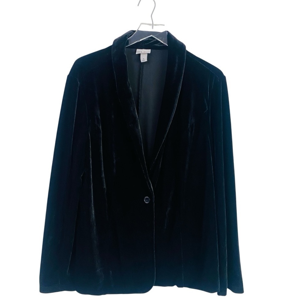 Ava & Viv Black Velvet One Button Closure Blazer Size 1X